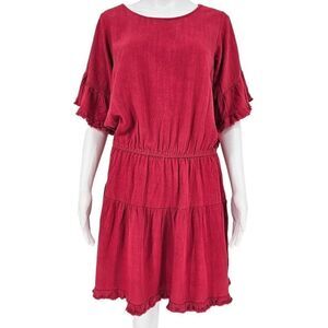 Umgee Ready For Cooler Days Boho Midi Dress Red S New
